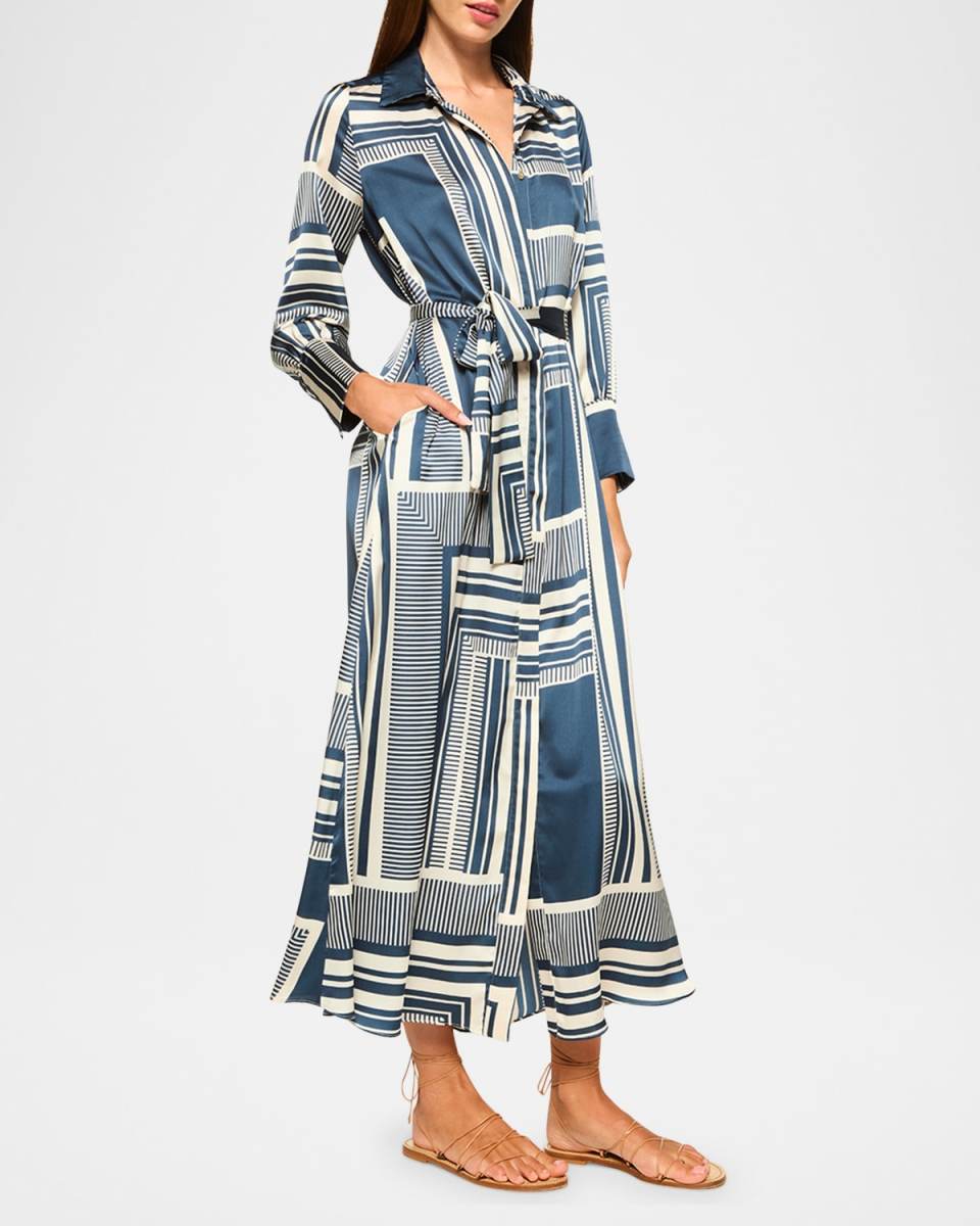 Herminia Satin Maxi Shirtdress